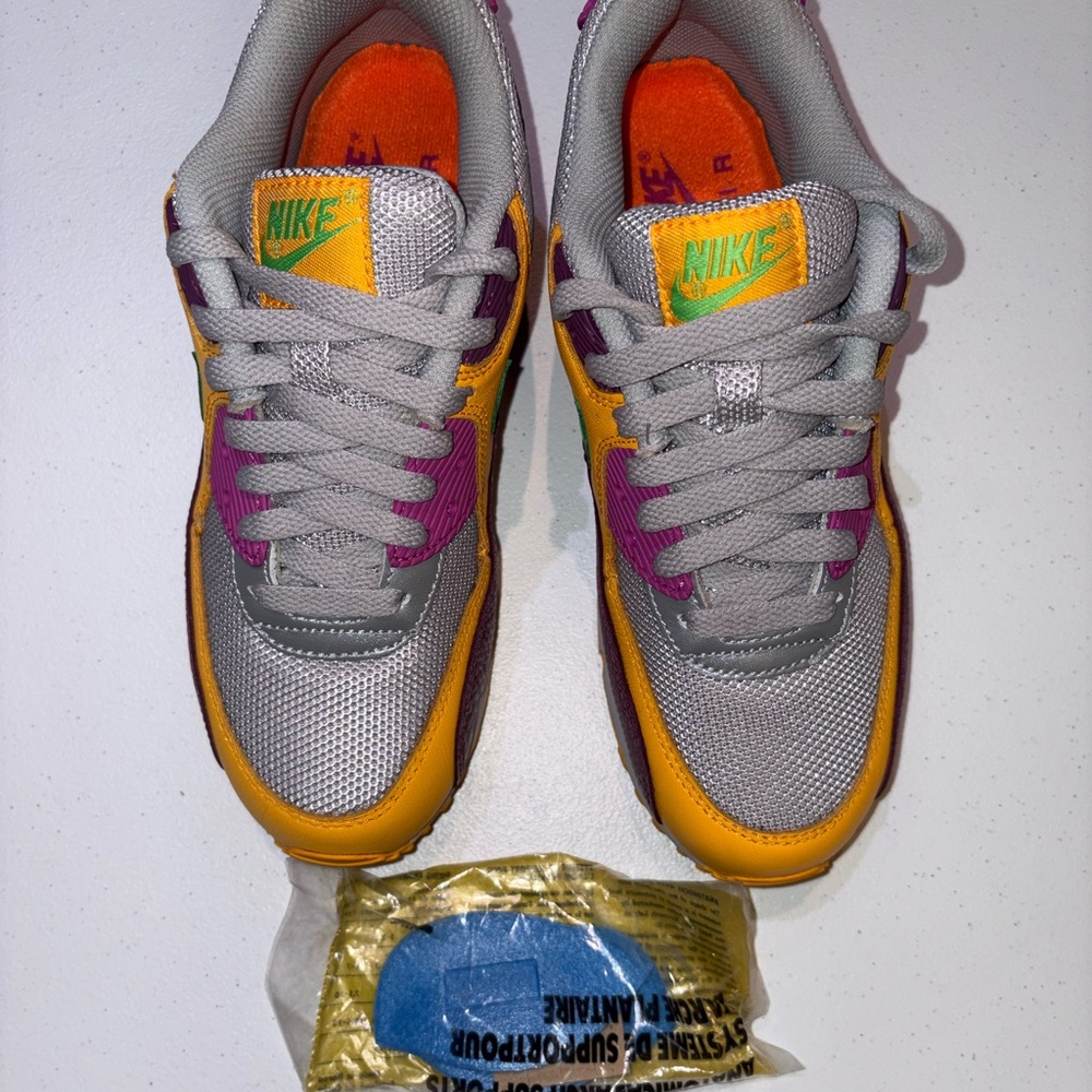 Nike Women’s Air Max 90 Sneakers in Yellow, Purple, and Green - Picture 8 of 10
